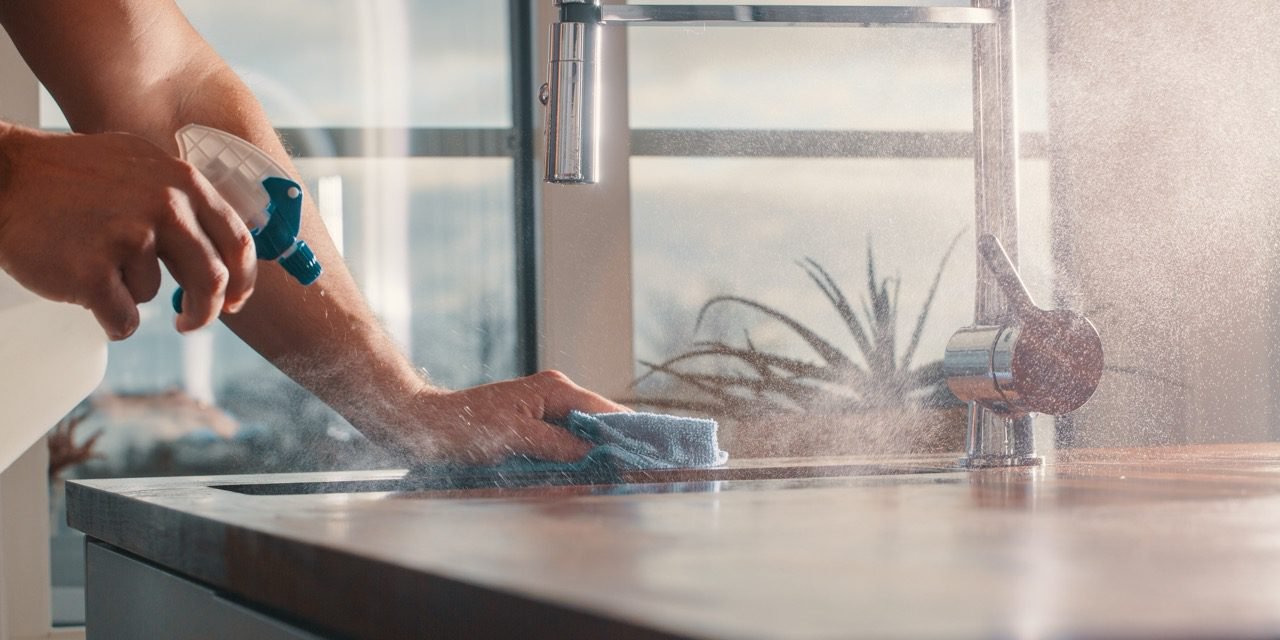 A bright, freshly cleaned Dubai villa kitchen