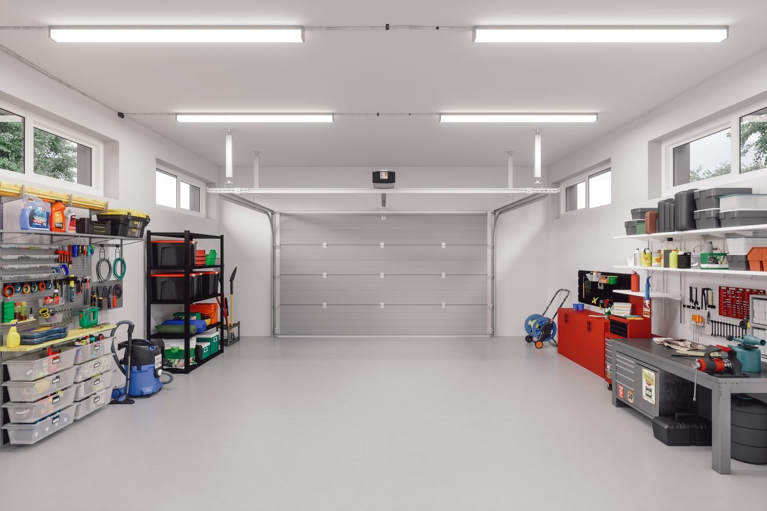 Spotlessly clean garage interior cleaned by Twin Cleaners