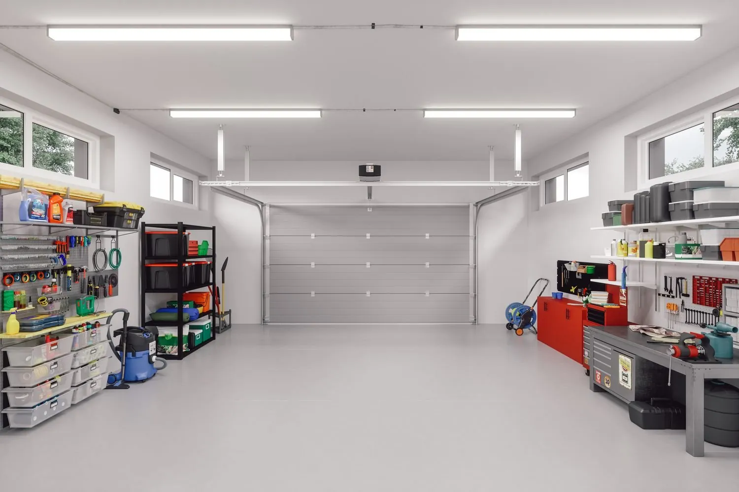 Spotlessly clean garage interior cleaned by Twin Cleaners